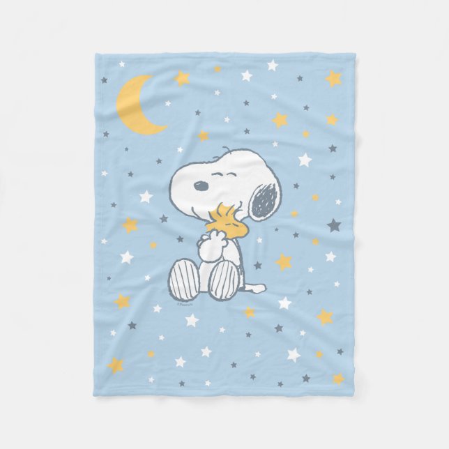 Snoopy & Woodstock | Over the Moon Baby Shower Fleecefilt (Framsidan)