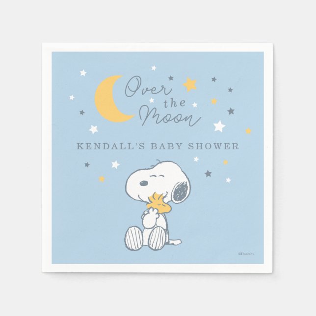 Snoopy & Woodstock | Over the Moon Baby Shower Nap Pappersservett (Framsidan)