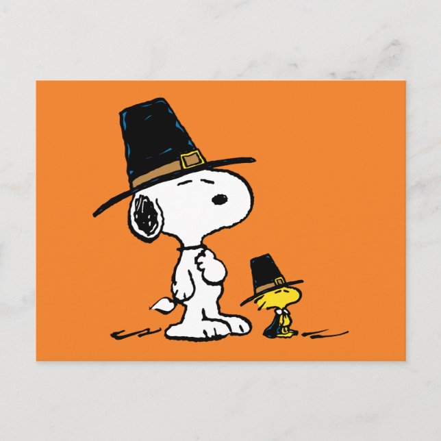 Snoopy & Woodstock Pilgrim Vykort (Framsida)