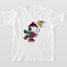 snoopy & woodstock playing on winter season t shirt