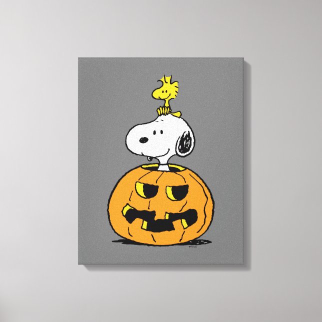 Snoopy & Woodstock Pumpkin Canvastryck (Framsida)