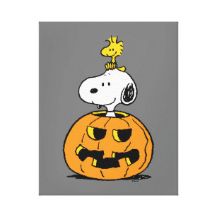 Snoopy & Woodstock Pumpkin Canvastryck
