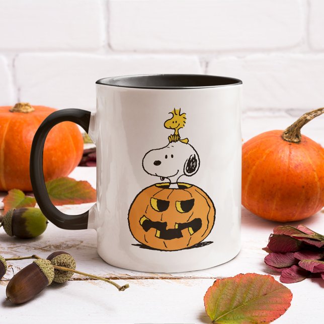 Snoopy & Woodstock Pumpkin Mugg (Mug on counter)
