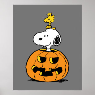Snoopy & Woodstock Pumpkin Poster