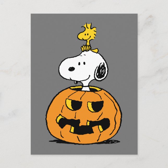 Snoopy & Woodstock Pumpkin Vykort (Framsida)