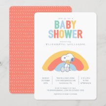 Snoopy & Woodstock Rainbow Baby Shower-inbjudan