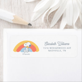 Snoopy & Woodstock Rainbow Baby Shower Label Returadress Etikett