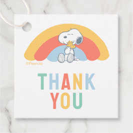 Snoopy & Woodstock Rainbow Baby Shower Thank You F Gåvor Etiketter