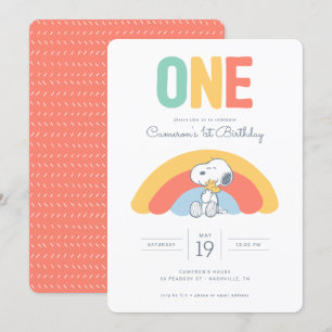 Snoopy & Woodstock Rainbow Birthday-inbjudan Inbjudningar