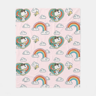 Snoopy & Woodstock Rainbow Heart Mönster Fleecefilt