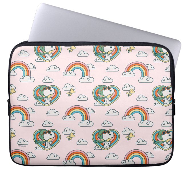 Snoopy & Woodstock Rainbow Heart Mönster Laptop Fodral (Framsidan)