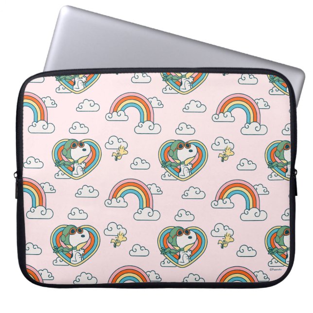 Snoopy & Woodstock Rainbow Heart Mönster Laptop Fodral (Framsidan)