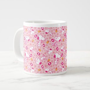 Snoopy & Woodstock Rosa Hearts Mönster Jumbo Mugg