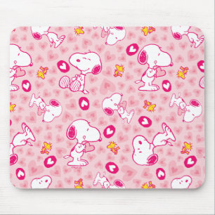 Snoopy & Woodstock Rosa Hearts Mönster Musmatta