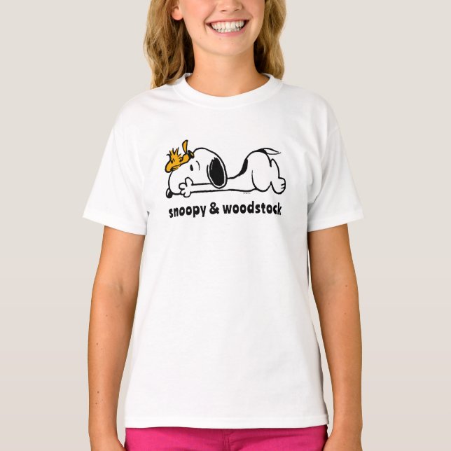 Snoopy & Woodstock | Smile Giggle Laugh T Shirt (Framsida)