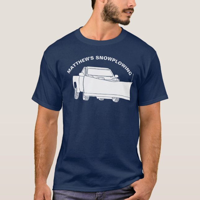 Snöpande Pickupa Lastbil med snöplog T Shirt (Framsida)