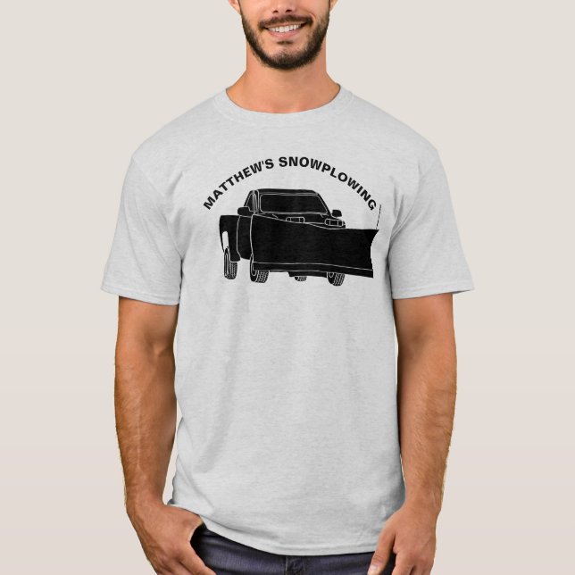Snöpande Pickupa Lastbil med snöplog T Shirt (Framsida)