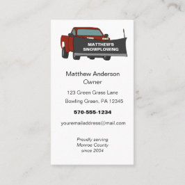 Snöpande Pickupa Lastbil med snöplog Visitkort