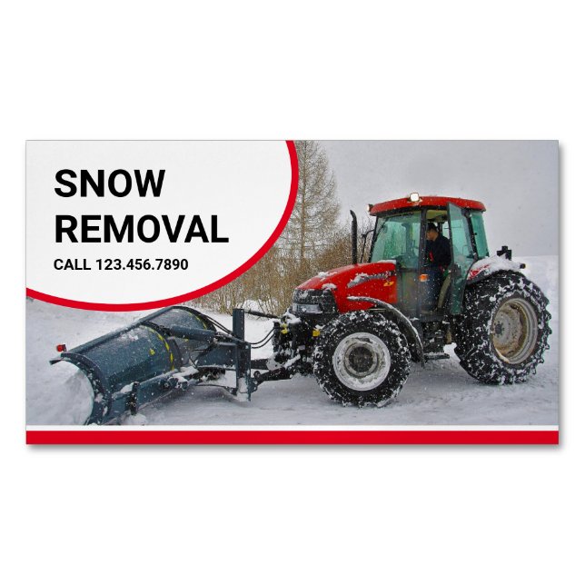 Snöplogtraktor Snöröjningstjänst Magnetiska Visitkort (Framsida)