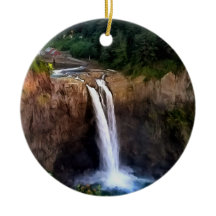 Snoqualmie Falls Round Ceramic jul Ornament