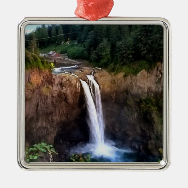 Snoqualmie Falls Square Framed jul Ornament (Framsidan)
