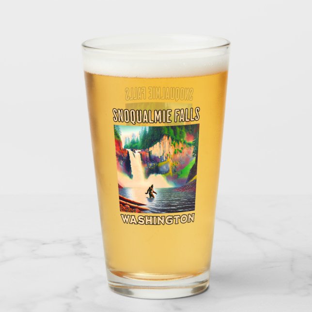 Snoqualmie Falls Washington Shirt, Sasquatch Glaskopp (Framsida fylld)