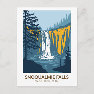Snoqualmie Falls Washington Vattenfall Vintage Vykort