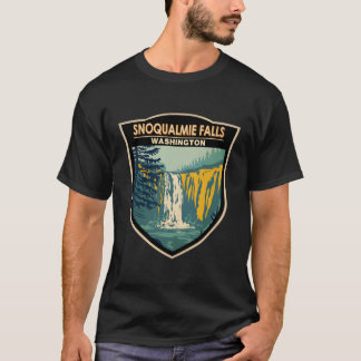 Snoqualmie Falls Washington Waterfall Badge T Shirt