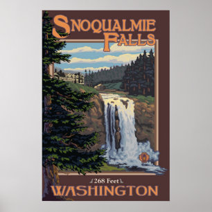 Snoqualmie nedgångar (dagen) Washington reser Poster