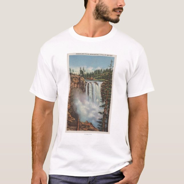 Snoqualmie nedgångar, WA - beskåda av nedgångar på T-shirt (Framsida)