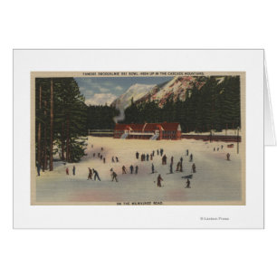 Snoqualmie skidar område, WA - beskåda av skidar Hälsningskort