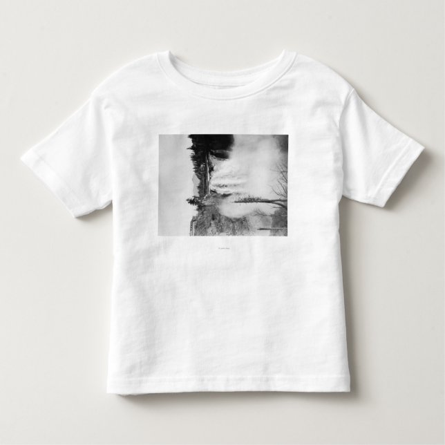 Snoqualmie WA - nedgångar och logen fotograferar Tee Shirt (Framsida)