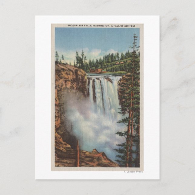 Snoqualmiefallar, WA - Vy över översta höften Vykort (Framsida)