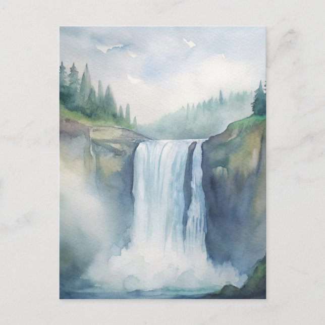 Snoqualmiefalls, WA Watercolor Painting Vykort (Framsida)