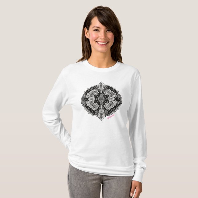 Snöre Blommigt Harmony T Shirt (Hel framsida)