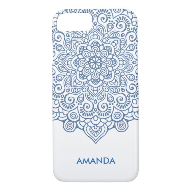 Snöre blue metallicate Mandala Case-Mate iPhone Skal (Baksida)