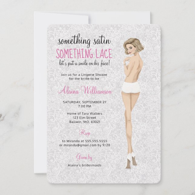 Snöre Bride in Panties Lingerie Shower Inbjudningar (Framsida)