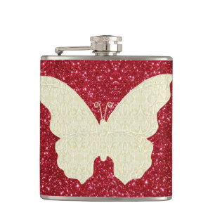 Snöre Butterfly på den röda Glitter-kolven Fickplunta