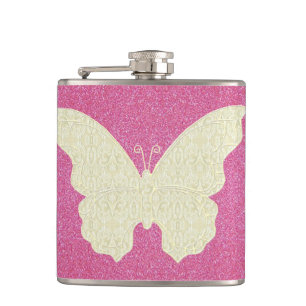 Snöre Butterfly på Glitter Rosa Fickplunta