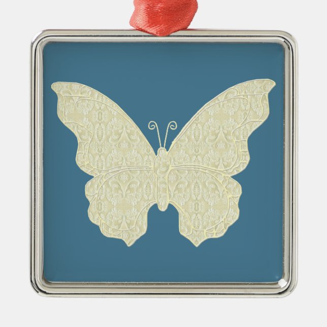 Snöre Butterfly Square Ornament (Framsidan)