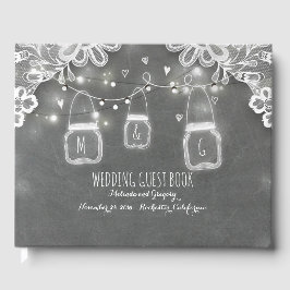 Snöre Chalkboard Mason Burk Ljus Rustic Bröllop Gästböcker