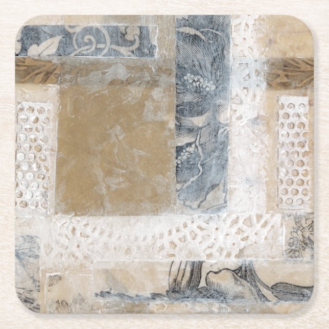 Snöre Collage II Underlägg Papper Kvadrat (Framsidan)