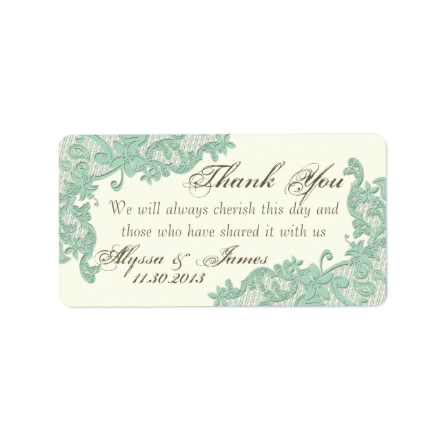 Snöre Design Tack Adressetikett (Framsidan)