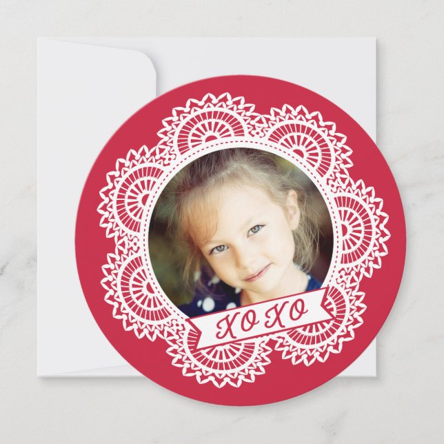 Snöre Doily Photo Valentine-kort Inbjudningar (Framsida)