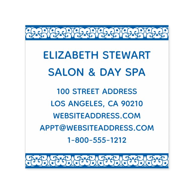 Snöre Filigree Salon Business Self-Inking Frimärke Självfärgande Stämpel (Design)