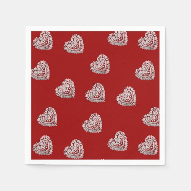 Snöre Hearts Mönster Valentine Napkins Pappersservett (Framsidan)