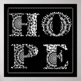 Snöre Hope Ord Art Black White Poster Skriv ut