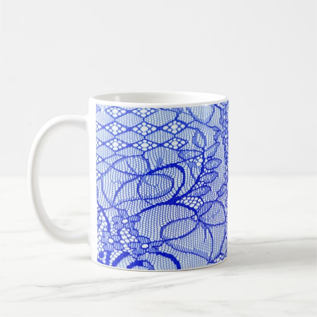Snöre i blått. Royal Blue Couture Snöre Patch Kaffemugg (Vänster)