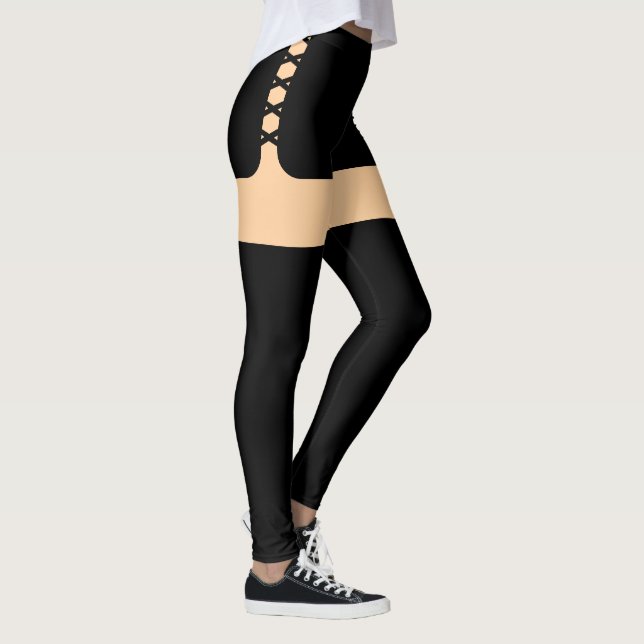 Snöre Kort Illusion Leggings (Höger)