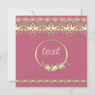 Snöre lacy ram golden romantic anpassade text rådkort